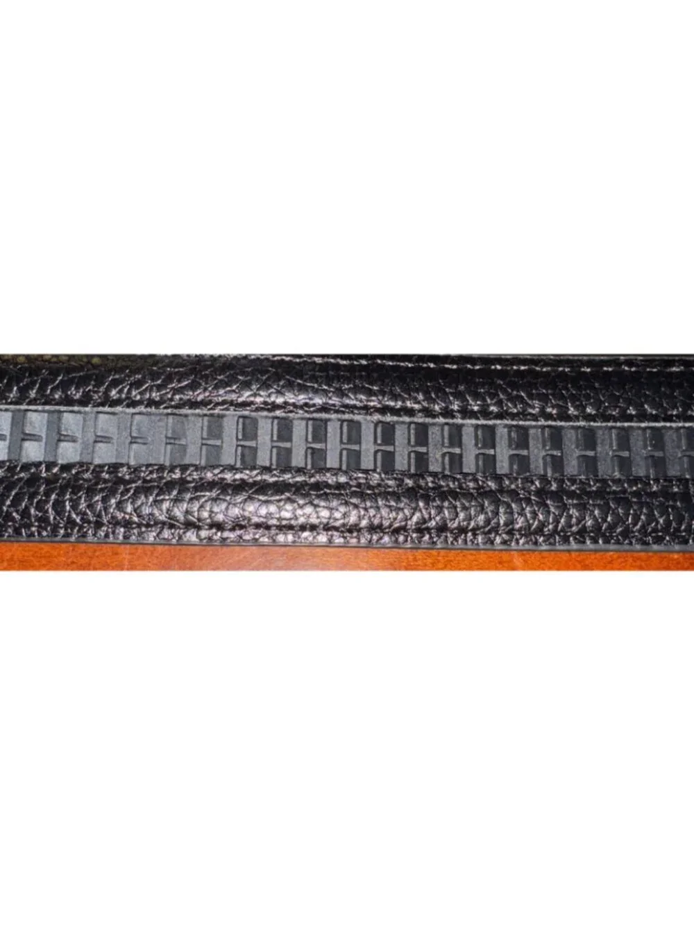 Elegant Men Fashion Belt PU Leather Brass Silver Buckle Black Size 48